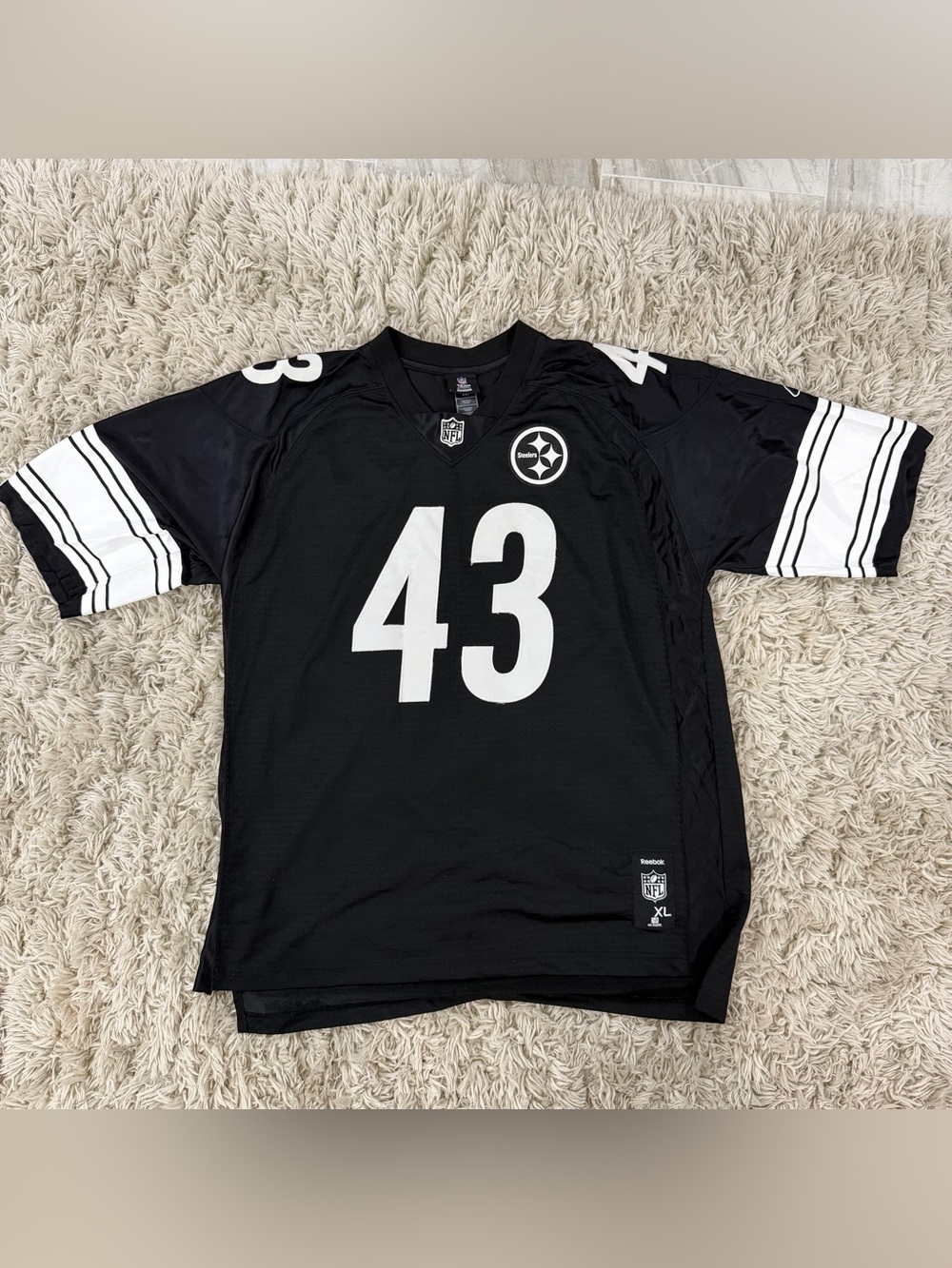 Pittsburgh Steelers Troy Polamalu Jersey NFL Size XL Black and White Stitched 43
